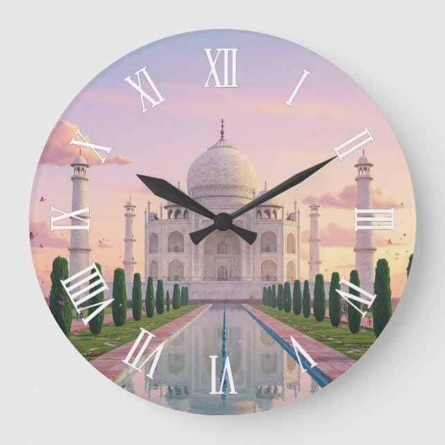 Taj Mahal Agra India Travel Souvenir Große Wanduhr (Vorderseite)