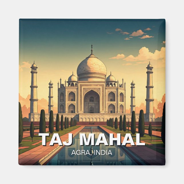 Taj Mahal Agra India Travel Souvenir Magnet (Vorne)