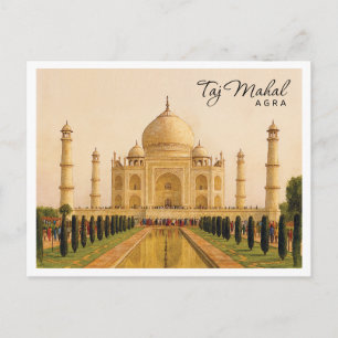 Taj Mahal Agra India Watercolor Travel Feiertagspostkarte