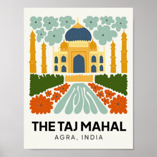 Taj Mahal Agra Indien abstrakte Reise Blumenkunst Poster