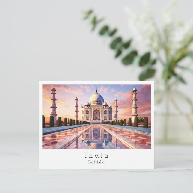 Taj Mahal Agra, Indien Postkarte (Stehend Vorderseite)