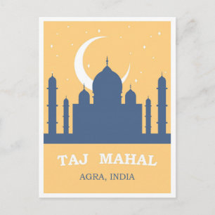 Taj Mahal bei Nacht Indien Vintage Reise Postkarte