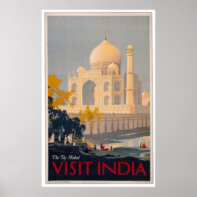 Taj Mahal - Besuchen Sie India Poster (Vorne)