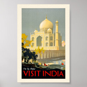 Taj Mahal Besuchen Sie Indien Vintage Reiseplakat Poster