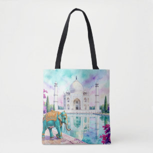 Taj Mahal & Elefant Aquarell