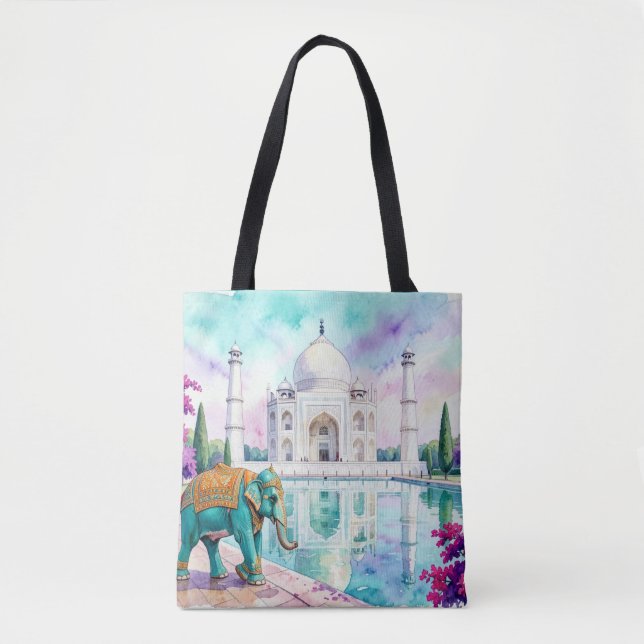 Taj Mahal & Elefant Aquarell (Vorderseite)