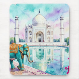 Taj Mahal & Elefant Aquarell Mousepad