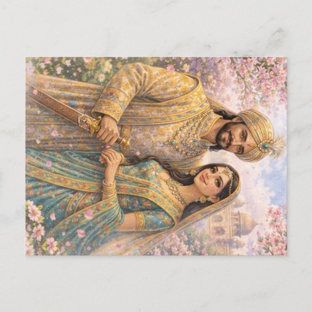 Taj Mahal Frühlingszauber Postkarte (Vorderseite)