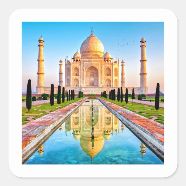 TAJ MAHAL High Definition Quadratischer Aufkleber (Vorderseite)