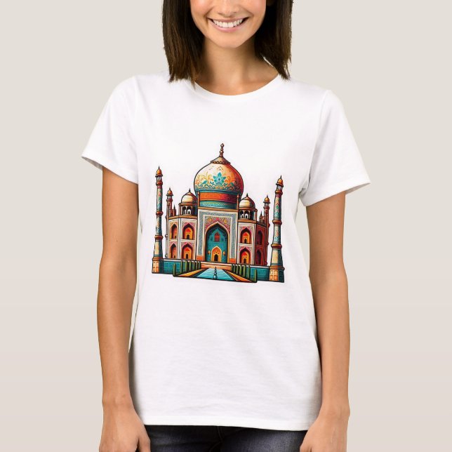 Taj Mahal im dekorativen Design T-Shirt (Vorderseite)