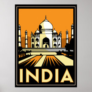 Taj mahal india art Deko Retro Poster