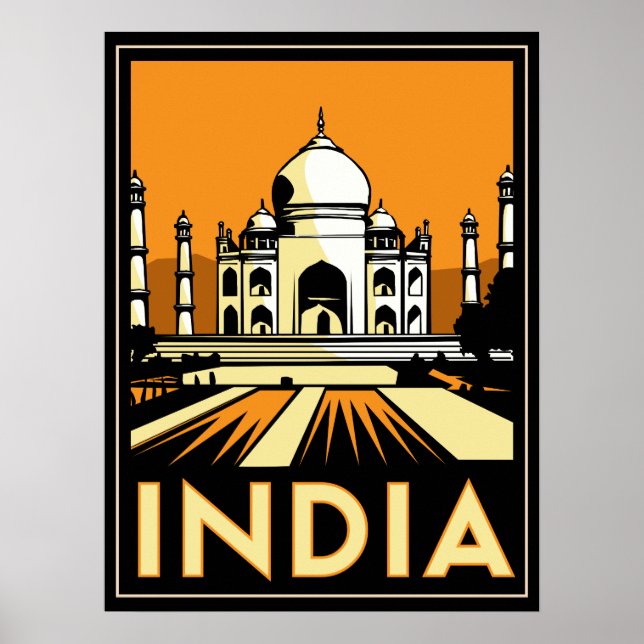 Taj mahal india art Deko Retro Poster (Vorne)