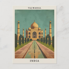 Taj Mahal India Elegante Art Vintage Postkarte