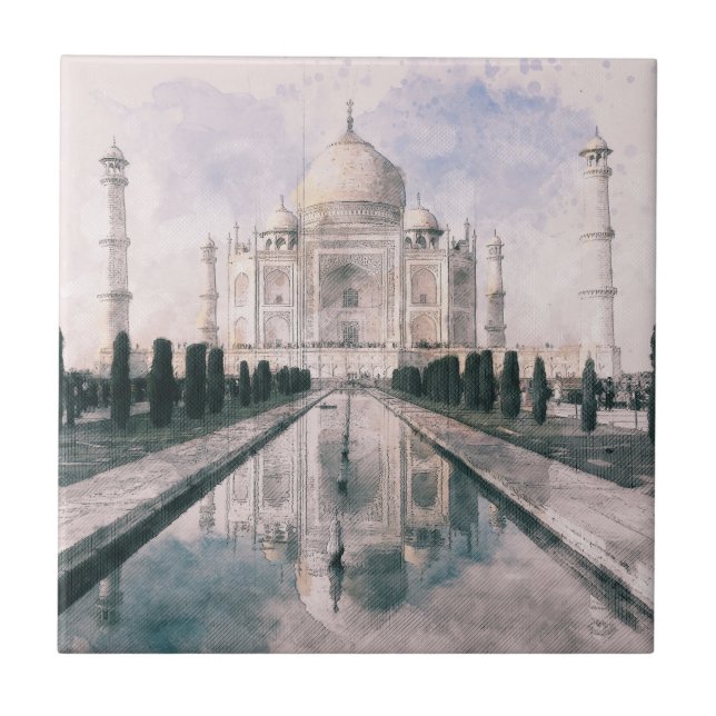 Taj Mahal India Keramik Tile - Ikonische Moghul Ar Fliese (Vorderseite)
