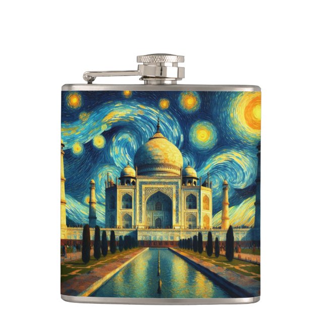 Taj Mahal India Starry Night Flachmann (Vorderseite)