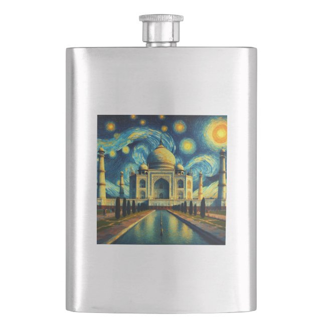 Taj Mahal India Starry Night Flachmann (Vorderseite)