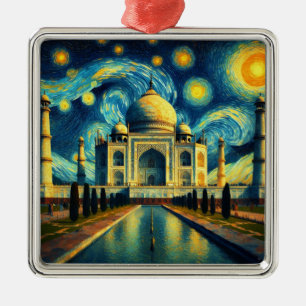 Taj Mahal India Starry Night Ornament Aus Metall