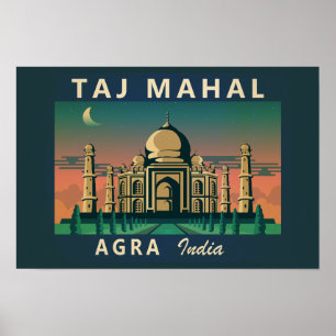 Taj Mahal India Travel Art Vintag Poster