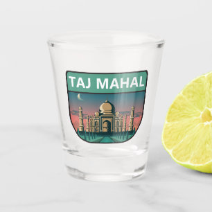 Taj Mahal India Travel Art Vintag Schnapsglas