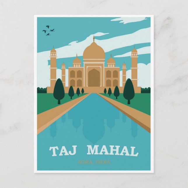 Taj Mahal India Vintage Travel Poster Postkarte (Vorderseite)
