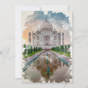 Taj Mahal India Watercolor Art Einladung