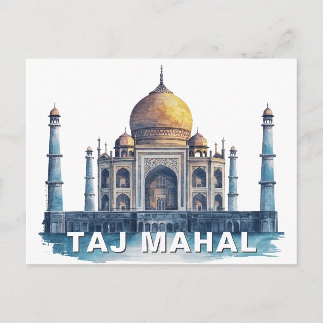Taj Mahal India Watercolor Iconic Monument Postkarte (Vorderseite)