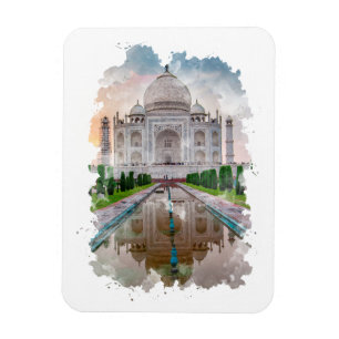 Taj Mahal Indien Aquarell Kunst Magnet