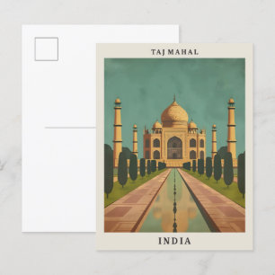 Taj Mahal Indien Elegante Kunst Vintage Reise Postkarte