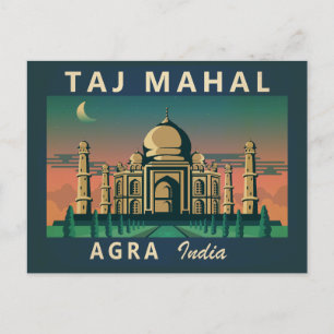 Taj Mahal Indien Reise Kunst Vintage Postkarte