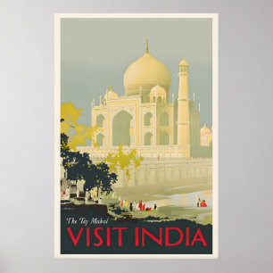 Taj Mahal Indien Vintage Reiseposter Kundenspezifi Poster