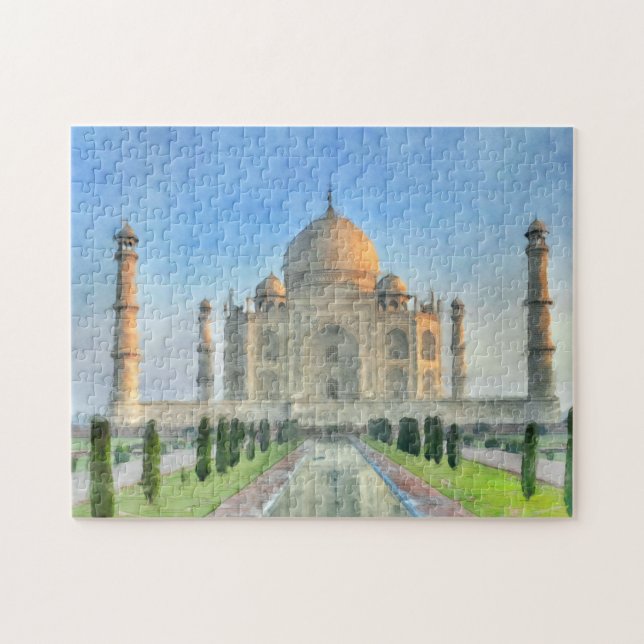 Taj Mahal Jigsaw Puzzle - farbenfrohe Kunst (Horizontal)