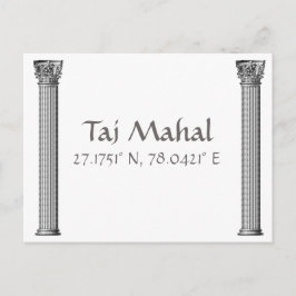 Taj Mahal Latitude Longitude Postcard Postkarte
