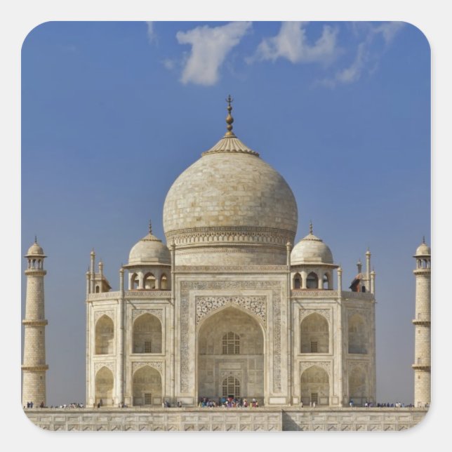Taj Mahal mausoleum / Agra, Indien Quadratischer Aufkleber (Vorderseite)