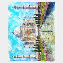 TAJ MAHAL PAINTING FLEECEDECKE