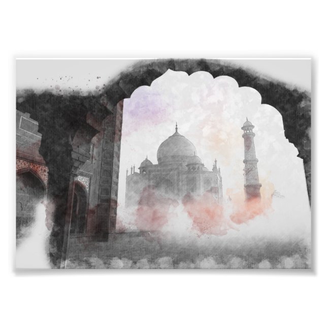 Taj Mahal Postcard Vintage Travel Fotodruck (Vorne)
