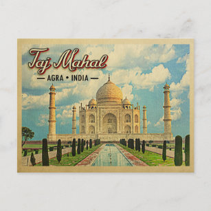 Taj Mahal Postcard Vintage Travel Indien Postkarte