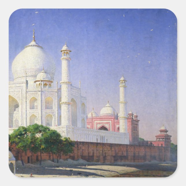 Taj Mahal Quadratischer Aufkleber (Vorderseite)