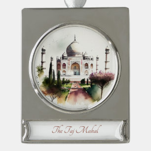 Taj Mahal Reisen Kunst, Dichtung und Musik Banner-Ornament Silber