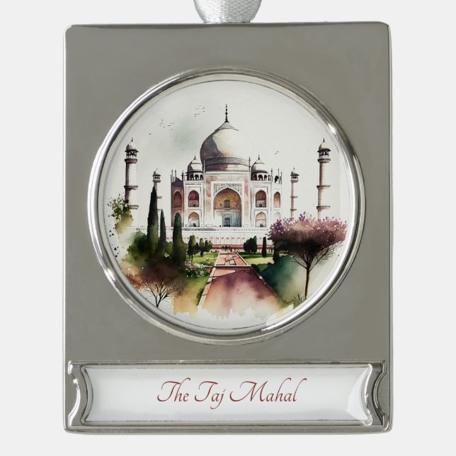 Taj Mahal Reisen Kunst, Dichtung und Musik Banner-Ornament Silber (Vorderseite)
