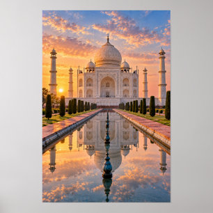 Taj Mahal Sonnenuntergang Reflexion Indien Wandkun Poster