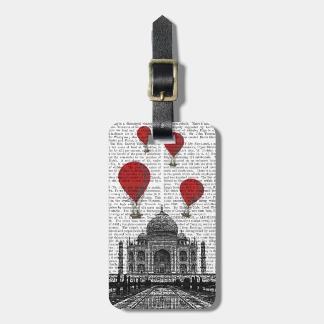 Taj Mahal und Red Hot Air Balloons Gepäckanhänger (Vorderseite vertikal)