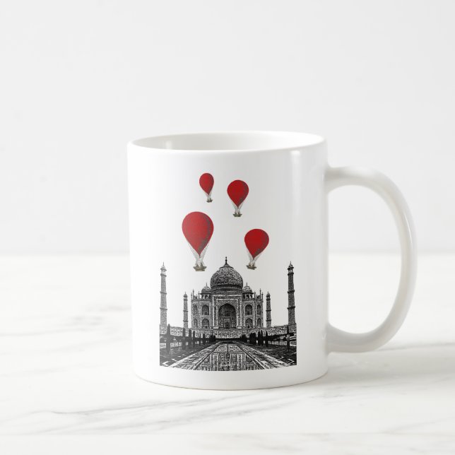 Taj Mahal und Red Hot Air Balloons Kaffeetasse (Rechts)