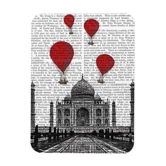 Taj Mahal und Red Hot Air Balloons Magnet (Vertikal)
