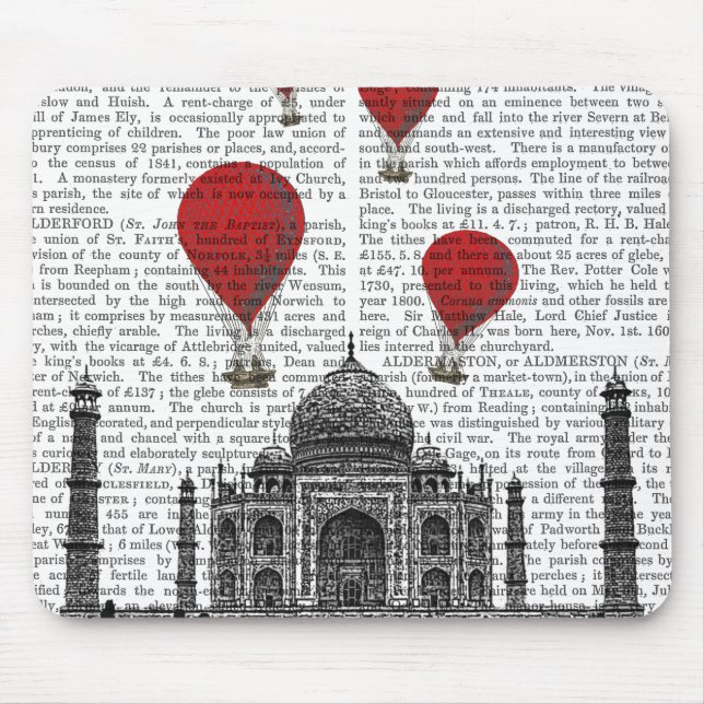 Taj Mahal und Red Hot Air Balloons Mousepad (Vorne)