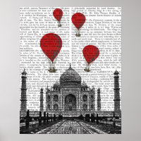 Taj Mahal und Red Hot Air Balloons