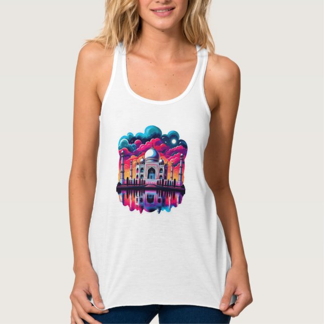 Taj Mahal unter einem schönen Regenbogenhimmel Tank Top (Vorderseite)