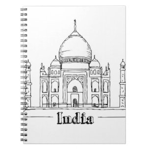 Taj Mahal Vacation Zeichnend Urlaub Kunst Reisen Notizblock