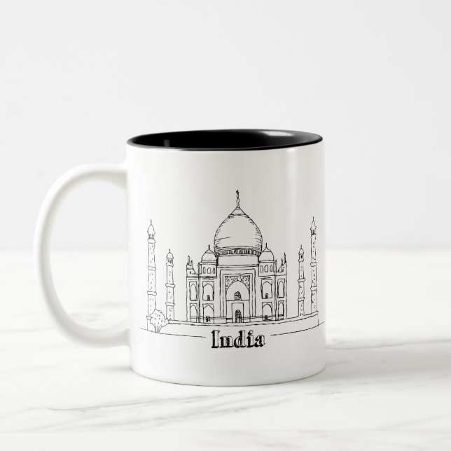 Taj Mahal Vacation Zeichnend Urlaub Kunst Reisen Zweifarbige Tasse (Links)