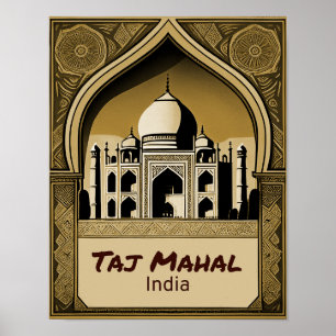 Taj Mahal Vintag Design Poster
