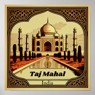 Taj Mahal Vintag Square Poster
